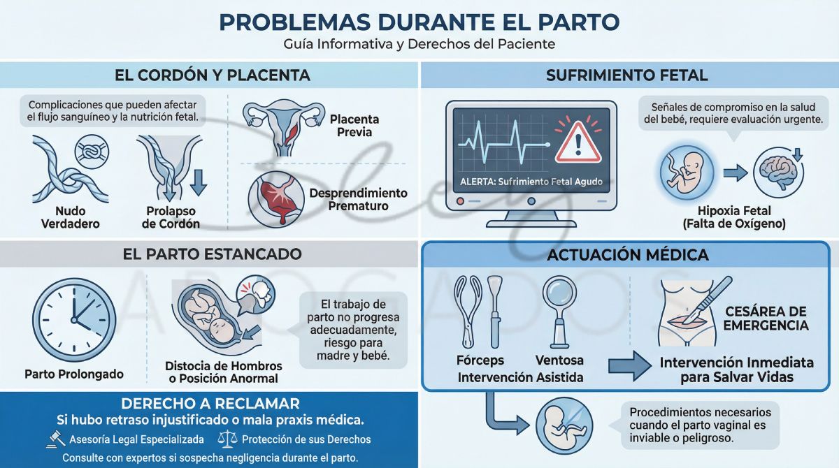 infografia sobre los principales problemas durante el parto