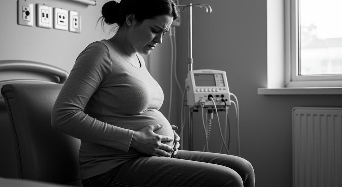 mujer preocupada por el desprendimiento prematuro de placenta