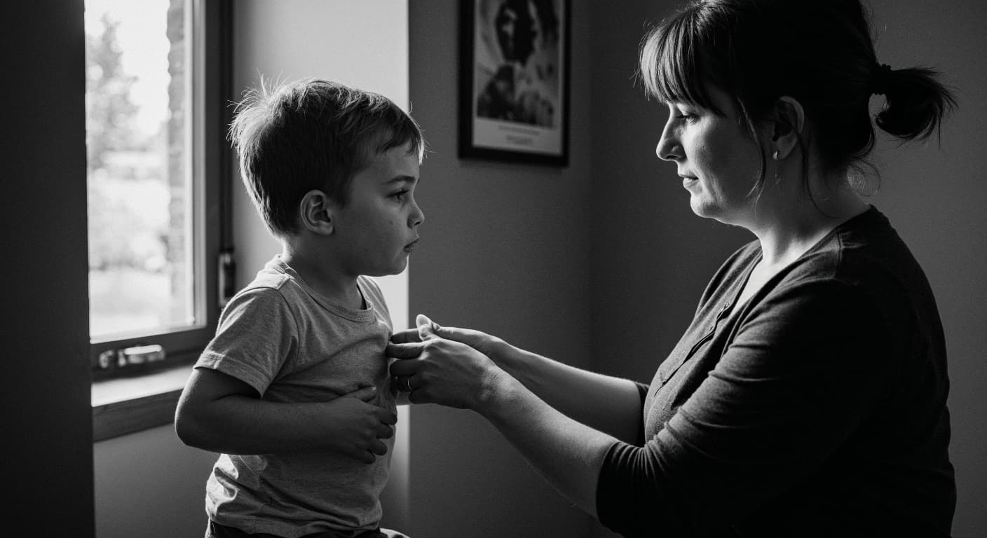 una madre con su hijo que tiene paralisis cerebral infantil
