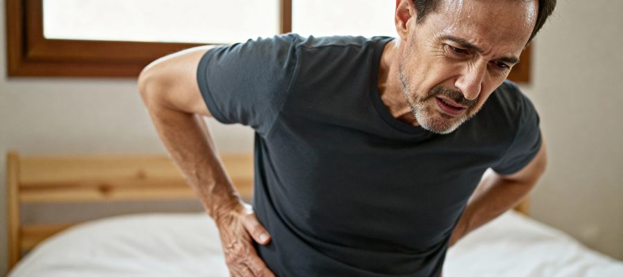 hombre mayor con fractura vertebral